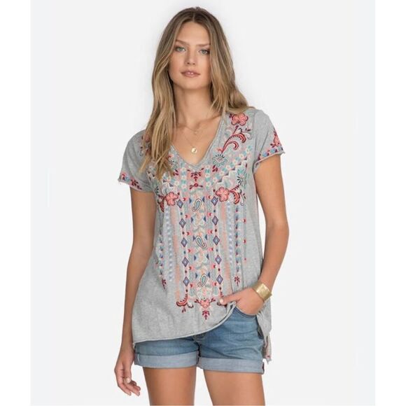 Johnny Was Tua Embroidered Knit Drape Top Grey‎ Size S - Picture 12 of 12